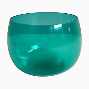 Italian Postmodern Teal Murano Glass Bowl attributed to Venini, 1990s