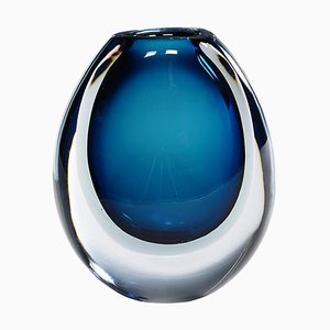 Vase with Blue and Grey Layers by Vicke Lindstrand for Kosta, 1950s