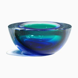 Geode Bowl in Blue and Green Murano Glass by Archimede Seguso, Italy, 1960s
