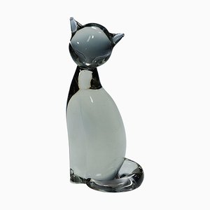 Escultura de gato estilizada atribuida a Livio Seguso para Graal Glass, años 70