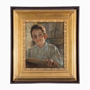 Nicola Biondi, Portrait of a Boy, 1800s, Huile sur Toile, Encadrée