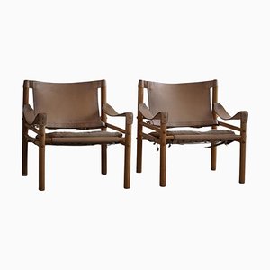 Sirocco Lounge Chairs in Leather and Ash by Arne Norell for Arne Norell AB, 1970s, Set of 2