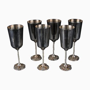 Vintage Spanish Silver Cups, Set of 6