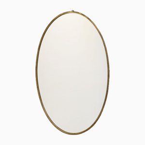 Ovaler Spiegel mit Messingrahmen, 1950er