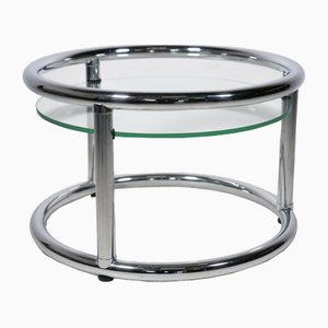 Italian Space Age Side Table in Chrome and Glass, 1970s