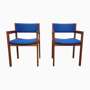 Set of Mid-Century Cubist Teak Armchairs by Erik Kirkegaard for Høng, 1960s