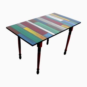 Country Colorful Wooden Dining Table, 1890s