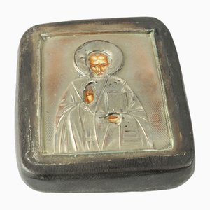 Icon in Wood, Metal and Oil Painting, Russia