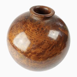 Vintage Vase aus gedrechseltem Holz