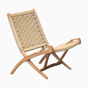 Folding Chair with Wicker Seat by Ebert Wels, 1960s