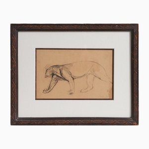 Art Deco Panther, 1920s, Drawing on Paper, Framed