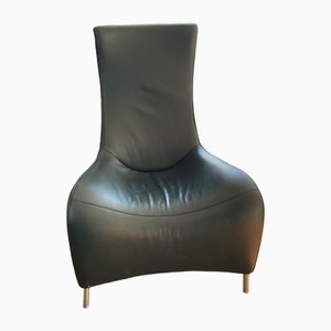 Olive-Green Leather Lounge Chair Ds 264 from de Sede