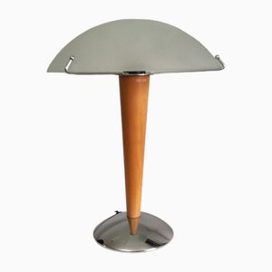 Glass and Wood Mushroom Lamp from Ikea Kvintol, 1990s