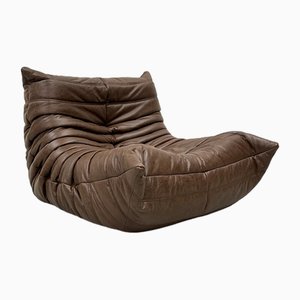 Togo Lounge Chair in Dark Brown Leather by Michel Ducaroy for Ligne Roset