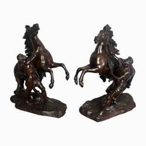 Coustou, Marley Horses, 19. Jh., Bronzen, 2er Set