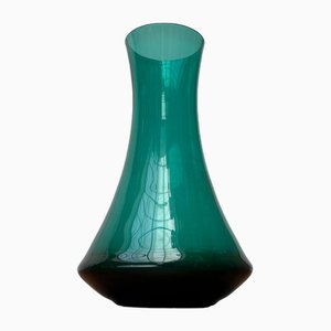 Mid-Century German Green Glass Vase from Leichlingen Rheinkristall, 1960s