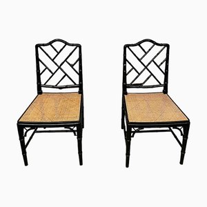 Vintage Faux Bamboo Chairs in Black, Set of 2