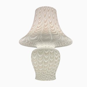 Lámpara de mesa grande clásica en forma de hongo de Murano blanco, Italia, años 70