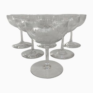 Copas de champán de cristal, finales del siglo XIX. Juego de 6