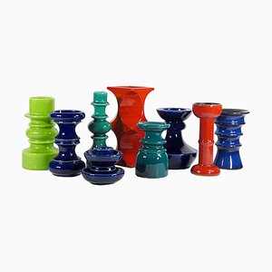 Space Age Ceramic Candleholders, Set of 9