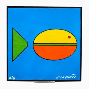 Piastrella Fish in maiolica di Gio Ponti