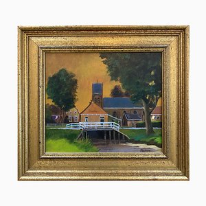 Piet de Vries, Brug bij Molkwerum, Öl auf Holz