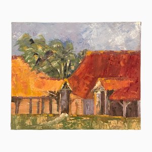 Mabris, Des chaumières, siglo XX, óleo sobre lienzo