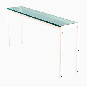Postmodern Architectural Metal and Glass Console Table, 1980s