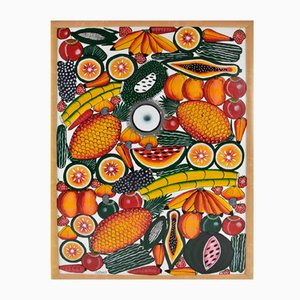 Tinga Tinga Artist, Fruit & Vegetables, Oil on Board