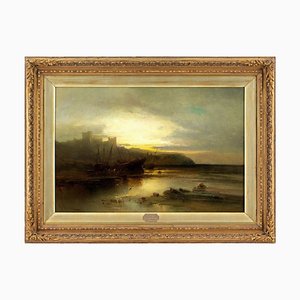 Heinrich Max Krause, Castillo de Bamburgh, Northumberland, década de 1890, pintura al óleo