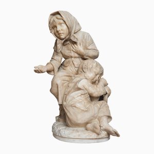 Antonio Frilli, Scultura Fiorentina raffigurante bambini che mendicano, XIX secolo, alabastro