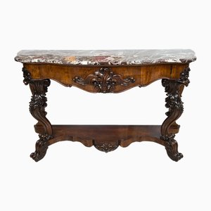 Antique Louis Philippe Console with Red Marble Top, 19th Century