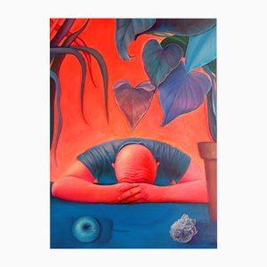 Natasha Lelenco, Man and Apple After-Dinner, 2020, Acrylic on Canvas