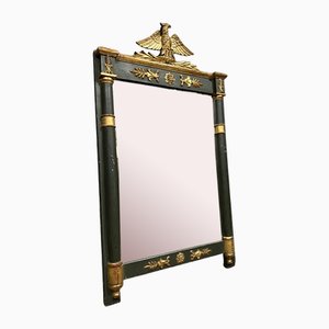 Empire Mirror in Gilded Wood and Green Lacquered