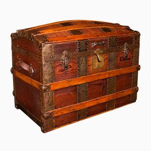 Antique English Dome Topped Chest in Pine, 1870s
