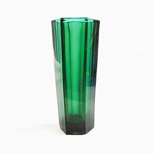 Vaso Art Deco di Zawiercie Glassworks, Polonia, anni '50