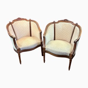 Carved Walnut French Armchairs, 1900s, Set of 2