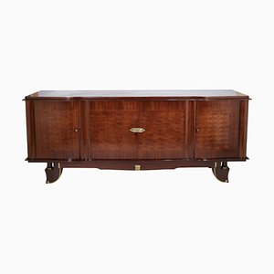 French Art Deco Sideboard with Marquetry and Brass Fittings, 1940s