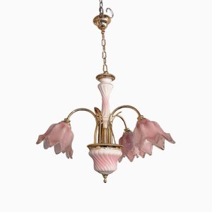 Plafonnier Tulipe en Verre Rose