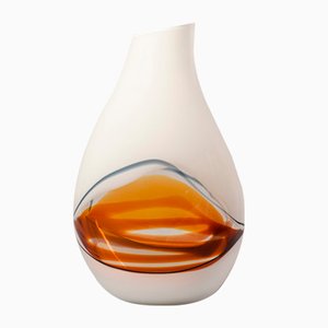 Jarrón de vidrio blanco de Seguso Av, Murano, Italia, 1974