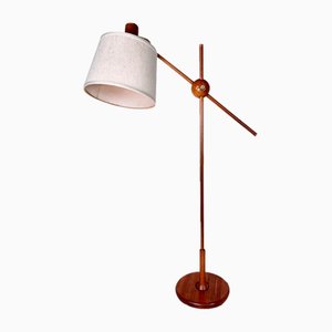 Adjustable Floor Lamp in Teak with Brass Details from Temde Leuchten, 1960s