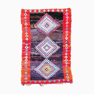 Handgewebter traditioneller marokkanischer Boucherouite Berber Teppich, 1980er