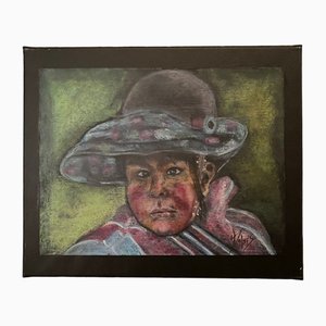 Mabris, Mujer con sombrero, siglo XX, óleo sobre lienzo