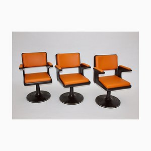 Vintage Space Age Brown & Orange Swiveling Armchair, 1970s