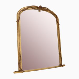 Specchio grande vintage in legno dorato, anni '50
