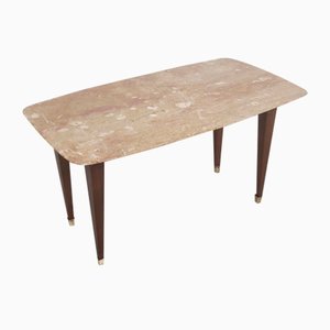 Vintage Beech Coffee Table with Pink Travertine Top by Paolo Buffa, 1950s