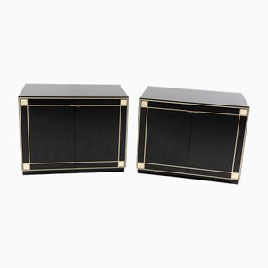 Black Lacquered Sideboards attributed to Pierre Cardin, France, 1980s, Set of 2