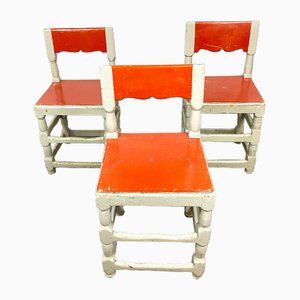 Swedish Chairs in Red, Set of 3