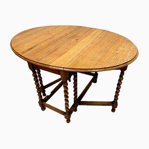 Table Pliante I Gatelegtable I Plateau de Table Ovale en Chêne, Angleterre, 1890s