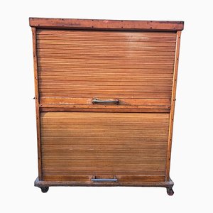 Antique Spanish Bread Factory Cabinet with Shelves and Shutter Doors